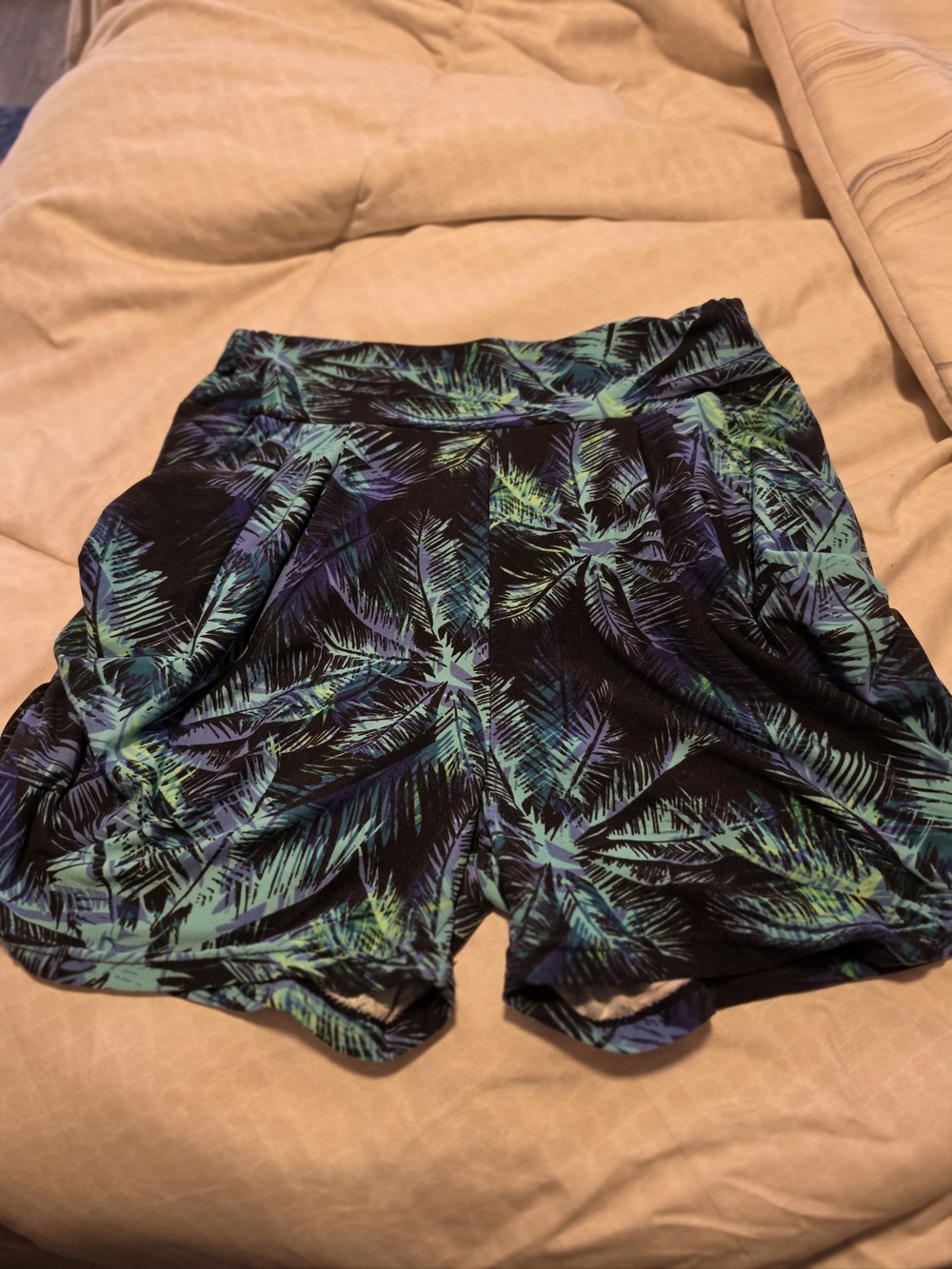 Source Unknown Tropical Palm Athletic Shorts - Blue & Green